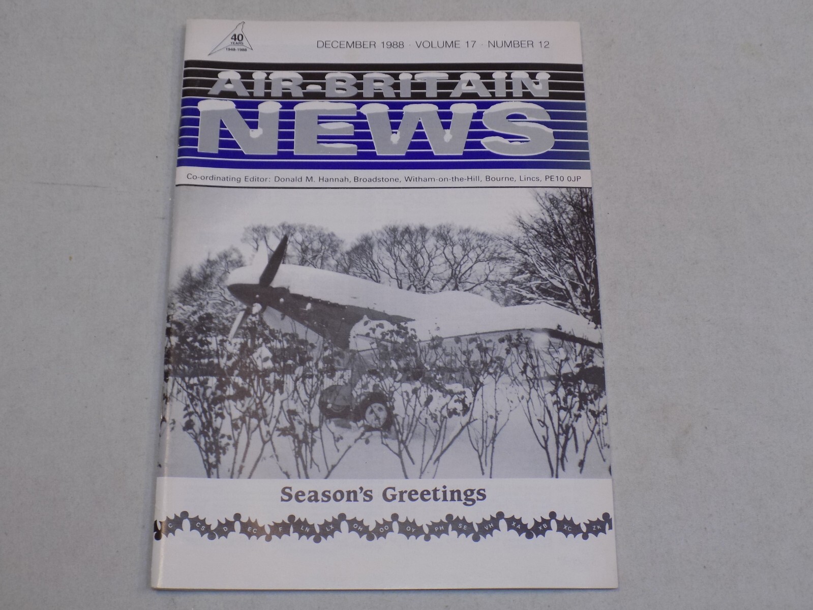 Air-Britain News Magazine Dec 1988 Airplanes History Season\'s Greetings RAF UK +