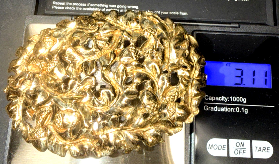 1982 Vintage El Arturo by Crumrine Jewelers Bronze Belt Buckle Acorns & Leaves