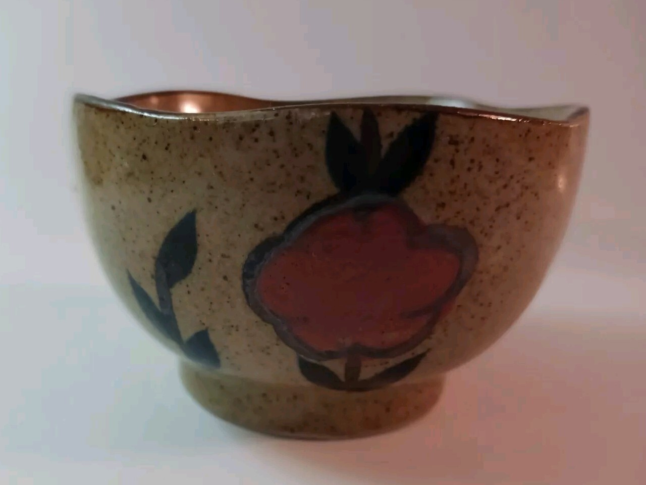VINTAHE ARDCO Rice Bowl Fine Quality in Japan Brown Red Orange Speckle Floral