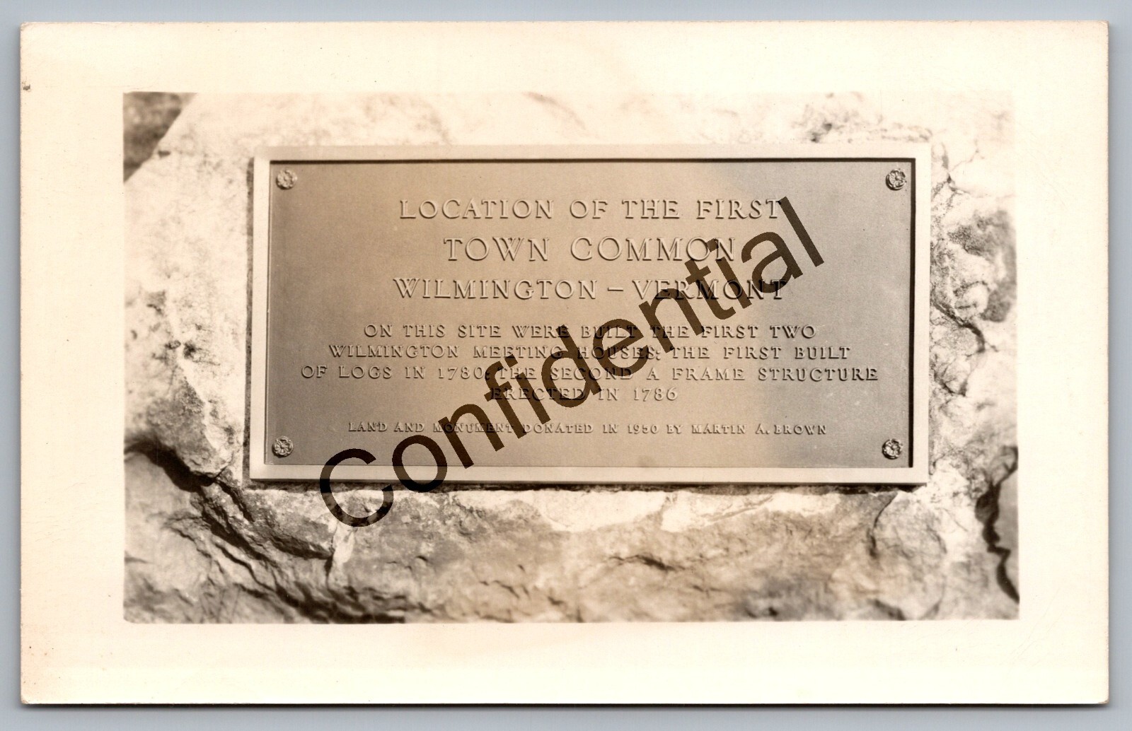 Real Photo Town Common Monument At Wilmington Vermont VT RPPC RP H203