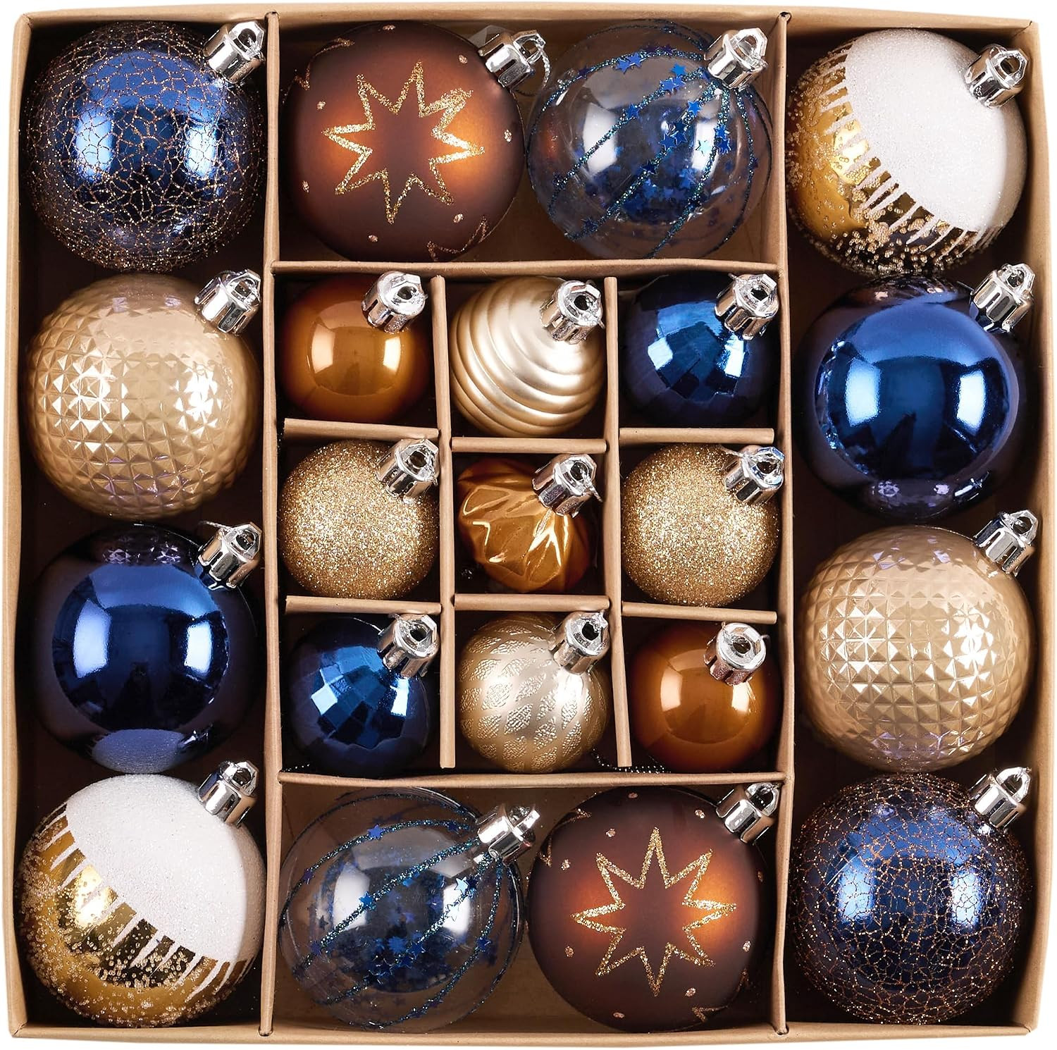Decorbyhannah 21Ct Blue Copper Gold Christmas Ornaments Set Tree Decoration