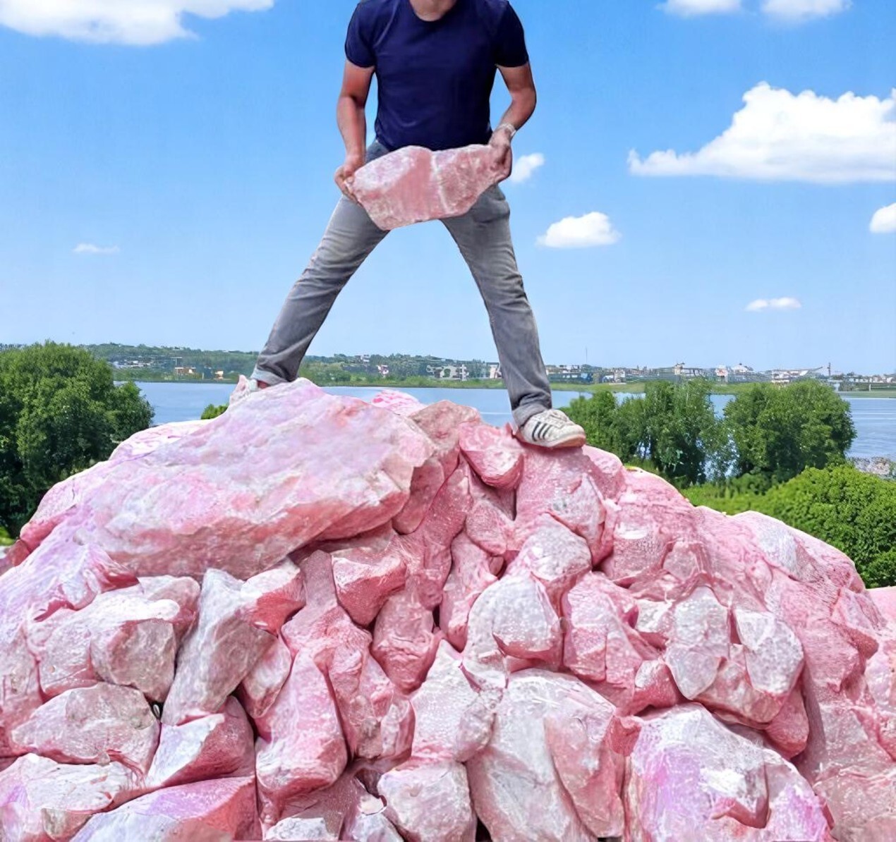 Large Huge Rose Quartz Crystal Rough Stone Handmade Crystal Home Office Decora
