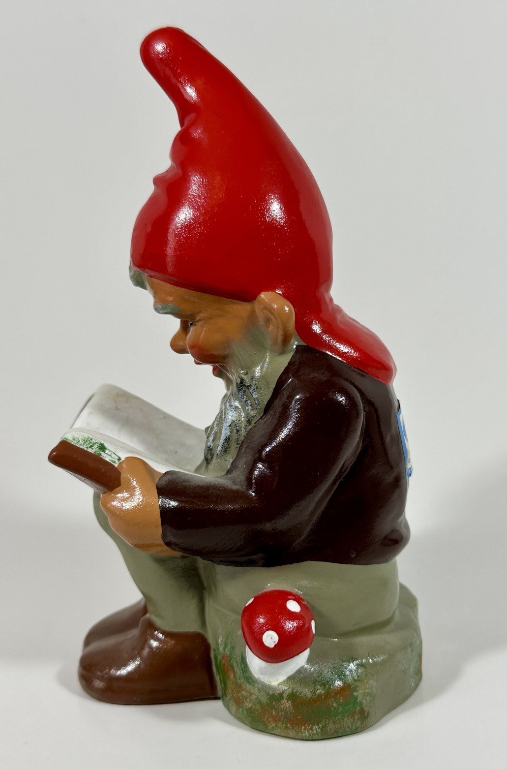 Heissner Reading Gnome Vintage Terracotta Original Tag West Germany 7\