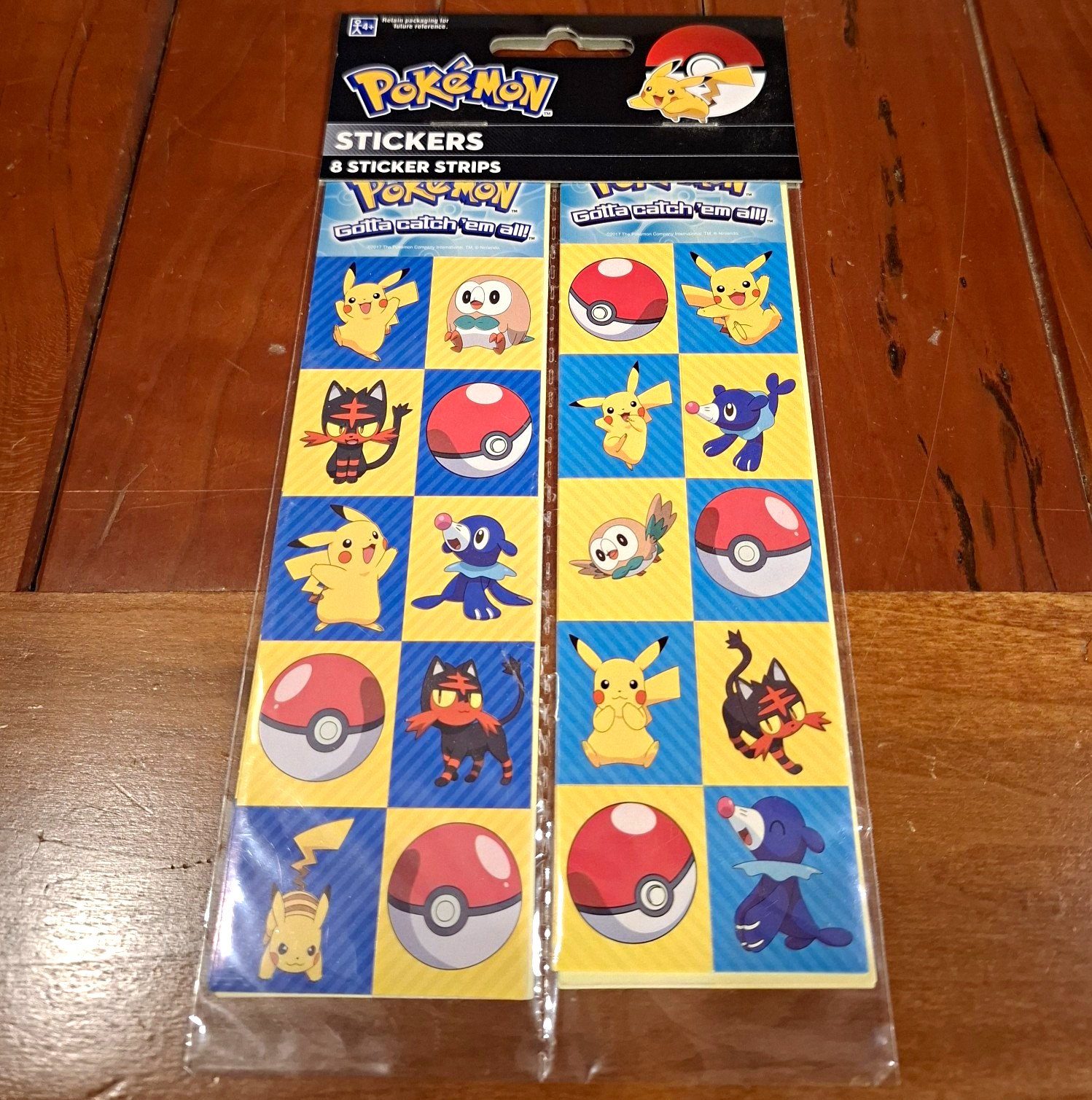 Pokémon 2017 Glossy Paper Sticker Set 8 Strips Multicolor Pikachu & Friends