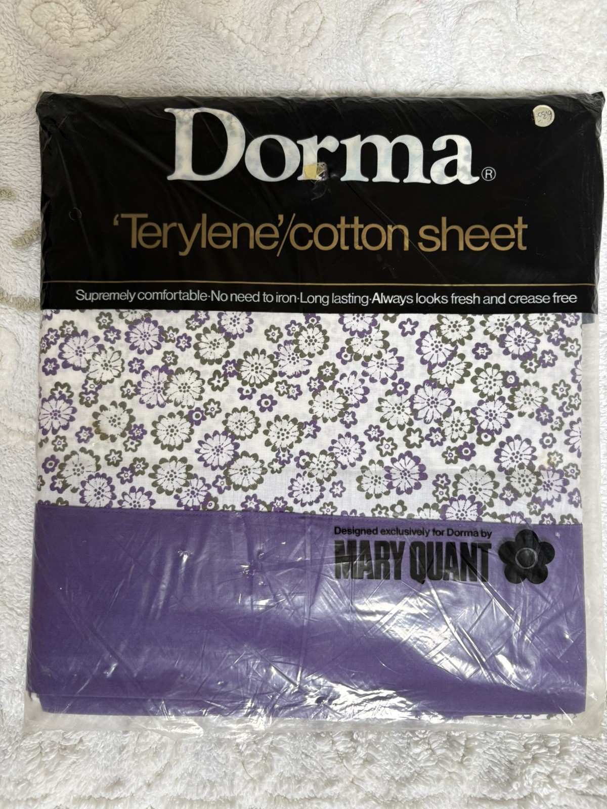 Vintage 1970s Dorma Mary Quant design Double Flat Sheet  Retro. New