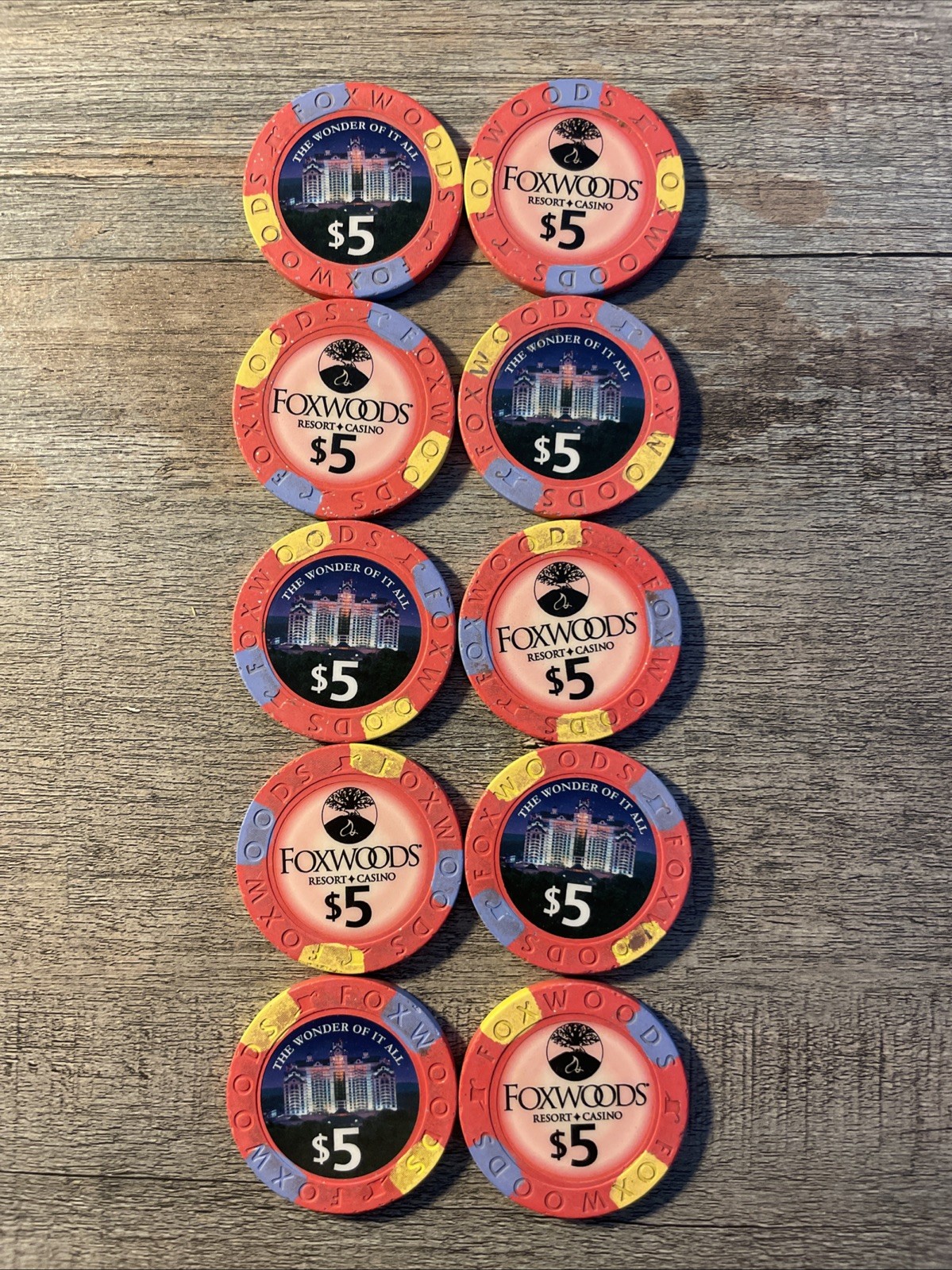Foxwoods Casino $5 Chips (10 Total) 