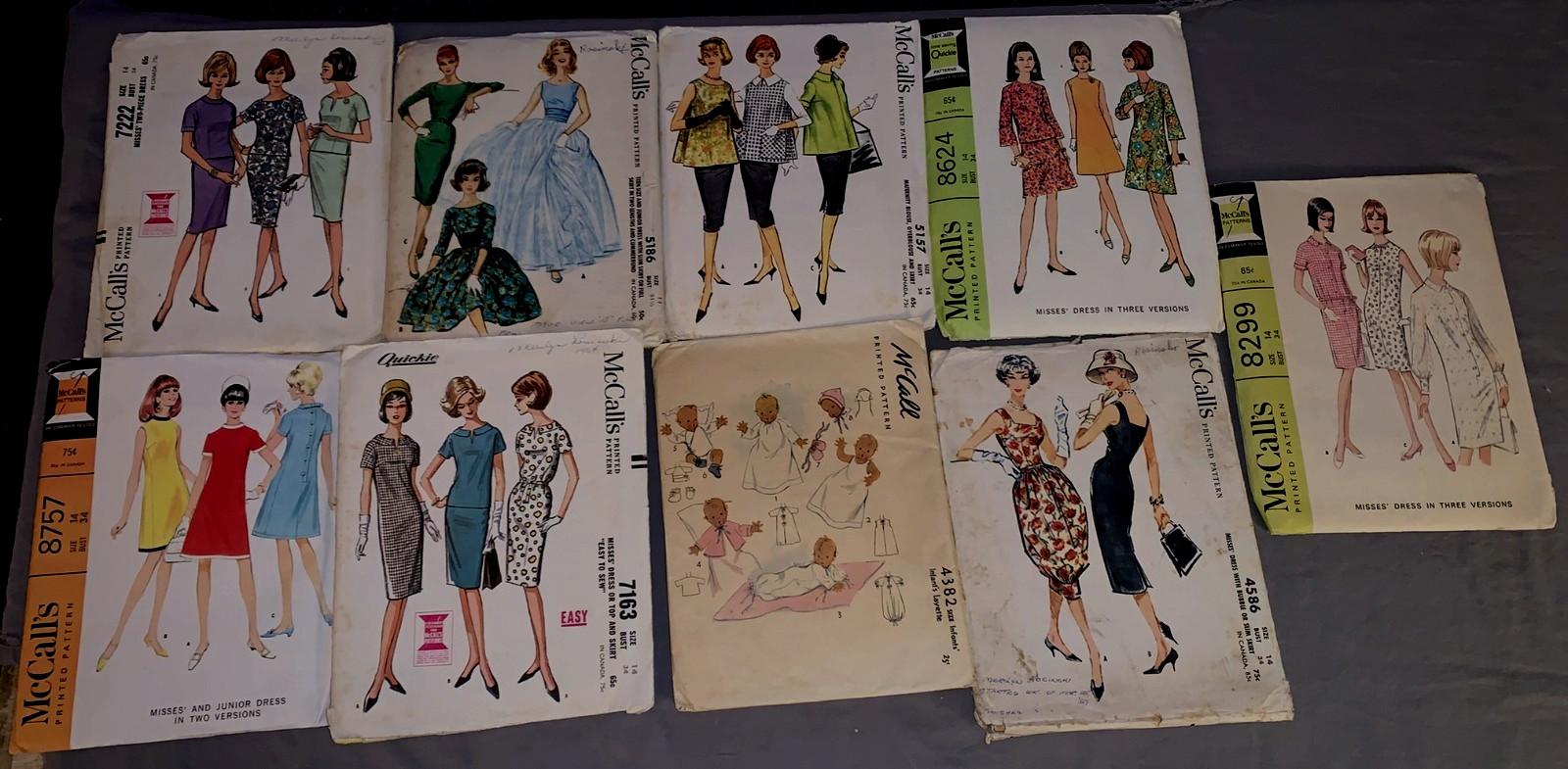 Lot of 9 McCall's Patterns from the late 1950s and 1960s Lot of 9 McCall's Patterns from the late 1950s and 1960s