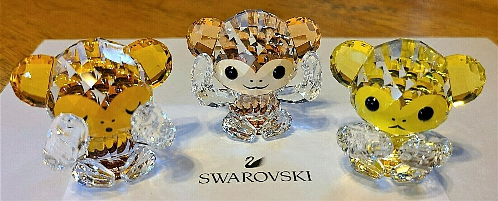 Swarovski Crystal 2019 Limited Ed. Asian Icons, 3 Wise Monkeys Figurine Set, NIB