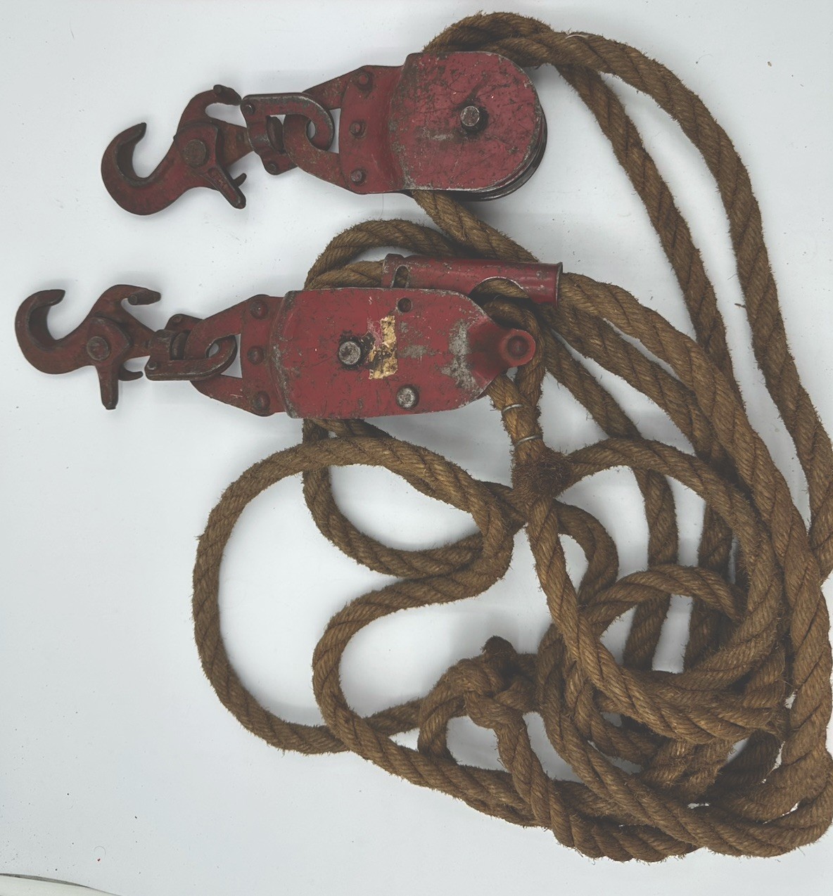 Vintage Durbin  Durco Red Double Pulley System Block Tackle w/rope St. Louis