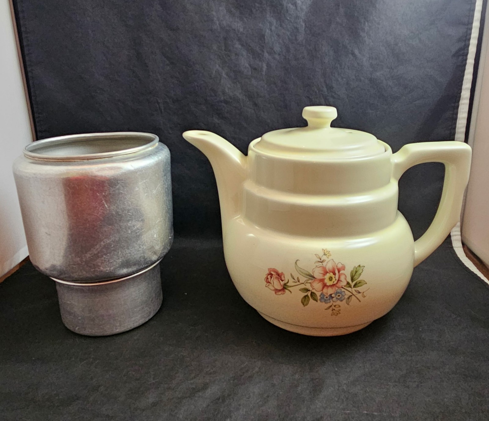 Vintage Drip O Lator Coffee Pot Floral Ceramic Enterprise Aluminum Co Complete