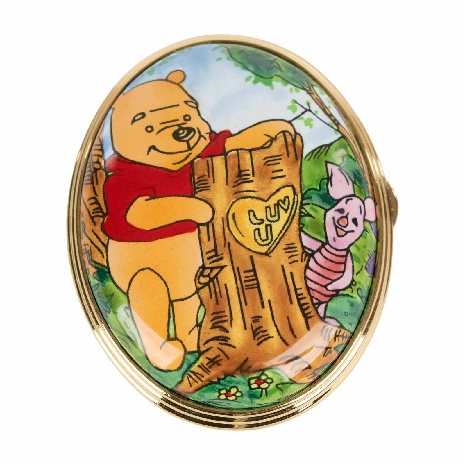 Disney Enesco Pooh & Friends Luv U Enamel Oval Lidded Box A4486 New