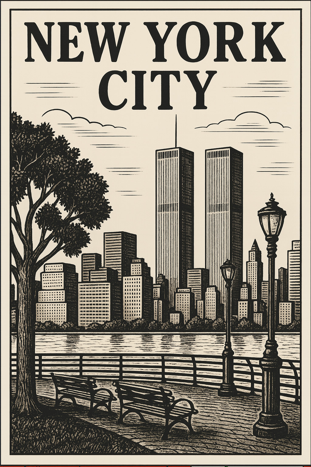 New York City Skyline Poster - 24x32” - CLASSIC PRINT🤯 c1910s Vintage 