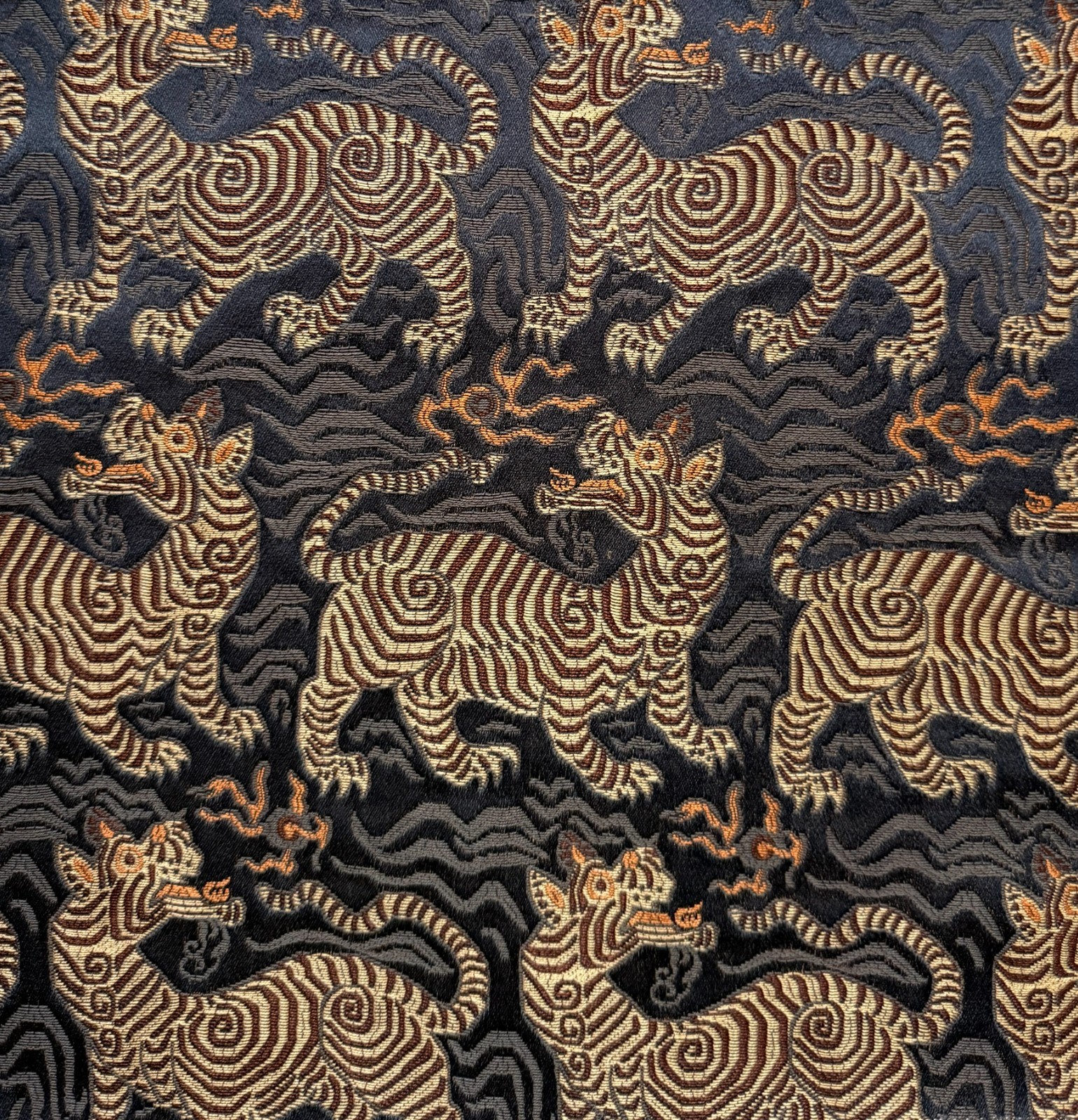 CLARENCE HOUSE Petite Tibet dragon deep blue cotton viscose polyester Italy New