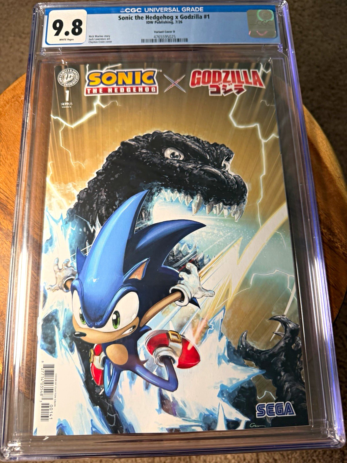 FREE SHIPPING IDW Sonic the Hedgehog x Godzilla #1 CGC 9.8 Clayton Crain Variant