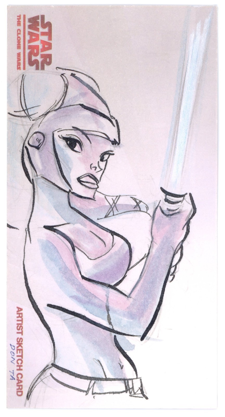 2009 Topps Star Wars Clone Wars Widevision Animator Sketch Don Ta Aayla Secura