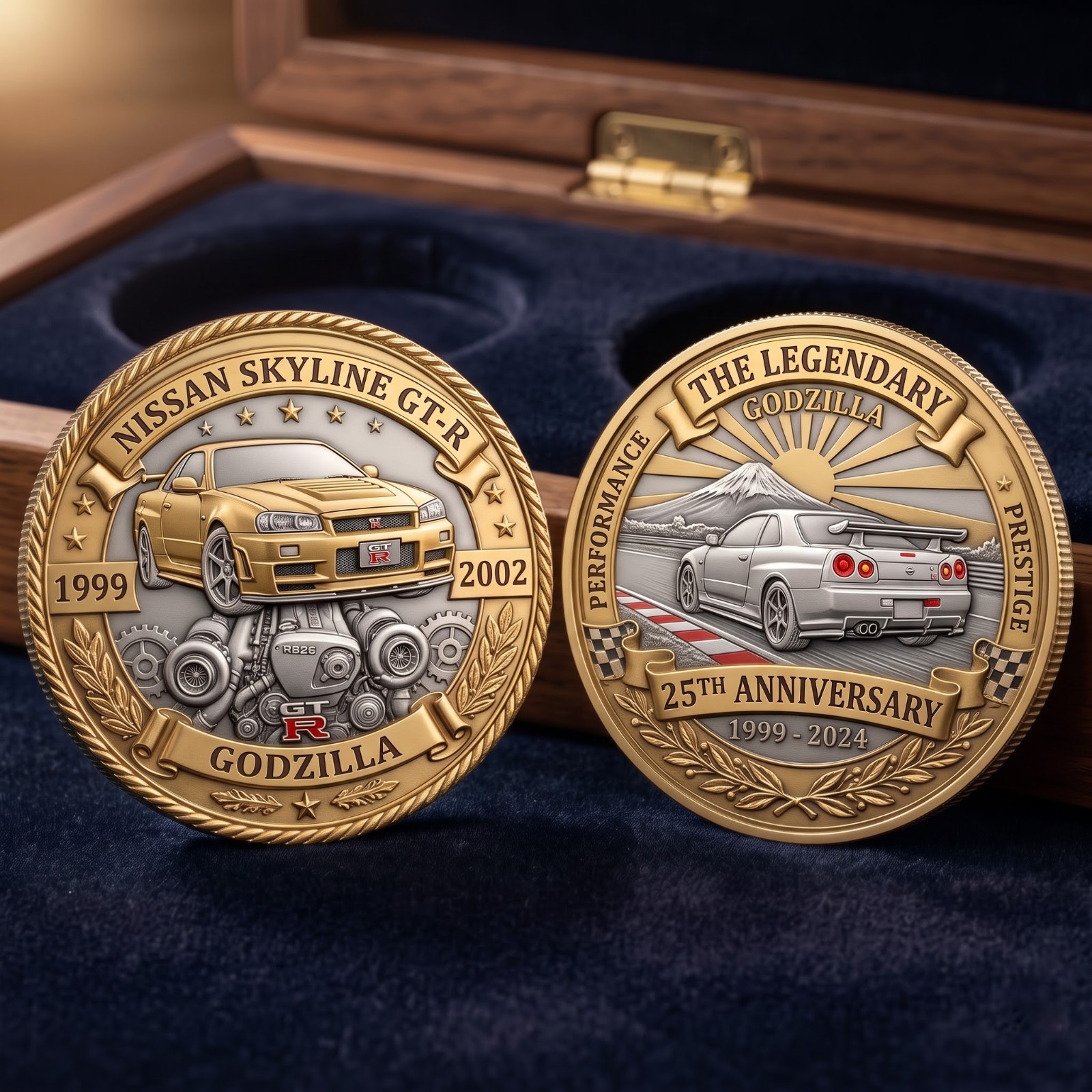 Nissan Skyline GT-R R34 25th Anniversary Commemorative Coin, JDM Sports Car Gift