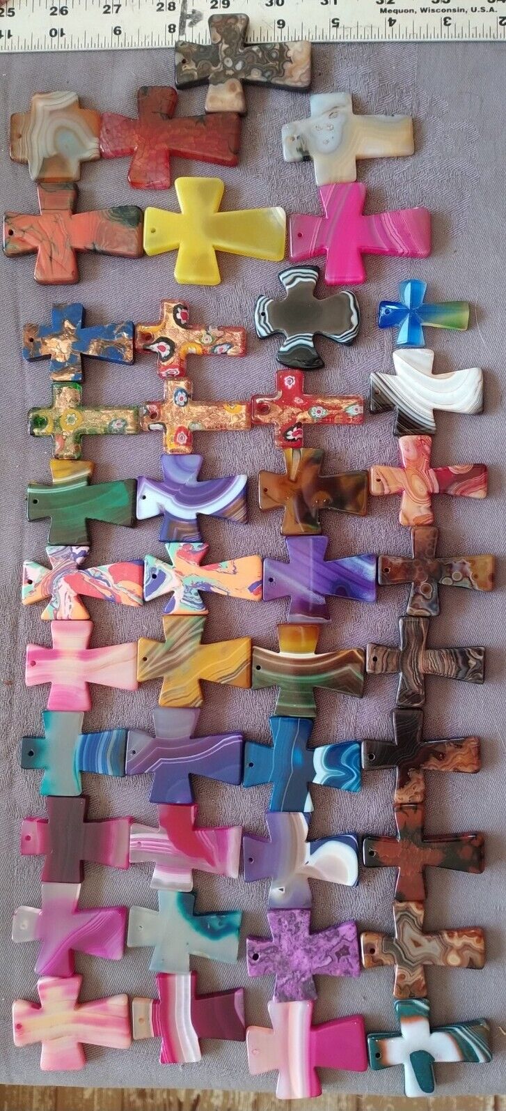 43 Diff Cross Crucifix Group Jewelry Pendant God Catholic Religion Lord Faith