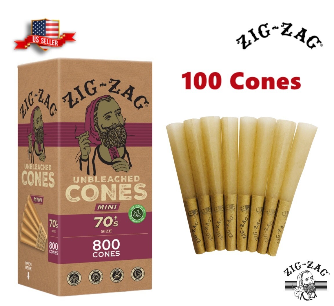 Zig-Zag® Unbleached Paper Cones 70mm Minis Size 100 Pack US Shipping Zig-Zag® Unbleached Paper Cones 70mm Minis Size 100 Pack US Shipping