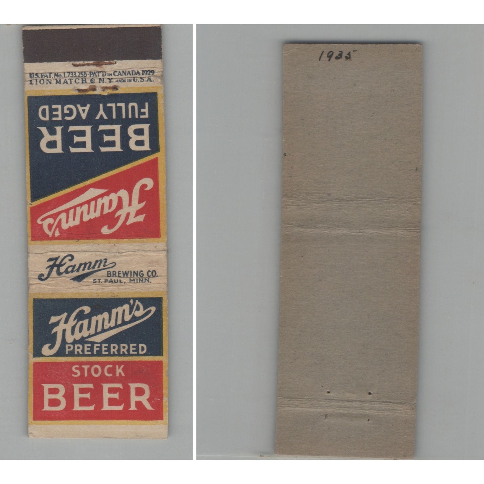 Matchbook Cover Hamm\'s Preferred Stock Beer St. Paul MN