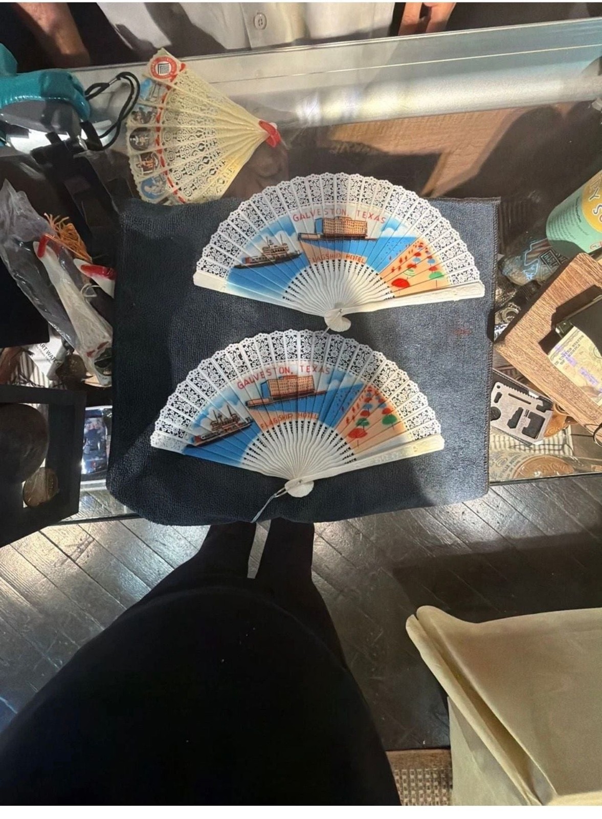 Vintage Galveston Texas Flagship Hotel Souvenir Hand Fan