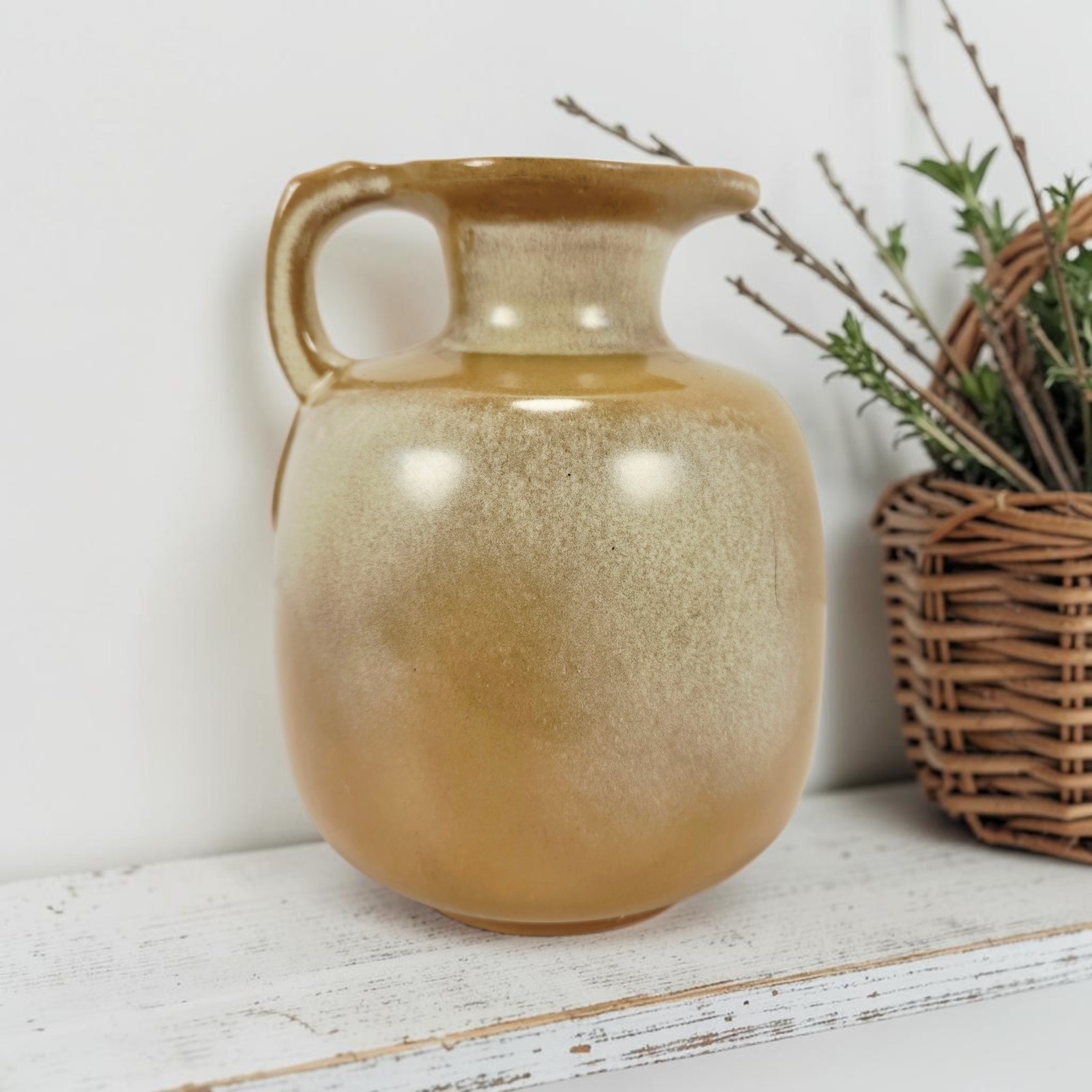 VTG 830 Frankoma Pottery Pitcher Jug Dessert Sand Glaze Tan Ceramic Clay USA 6\