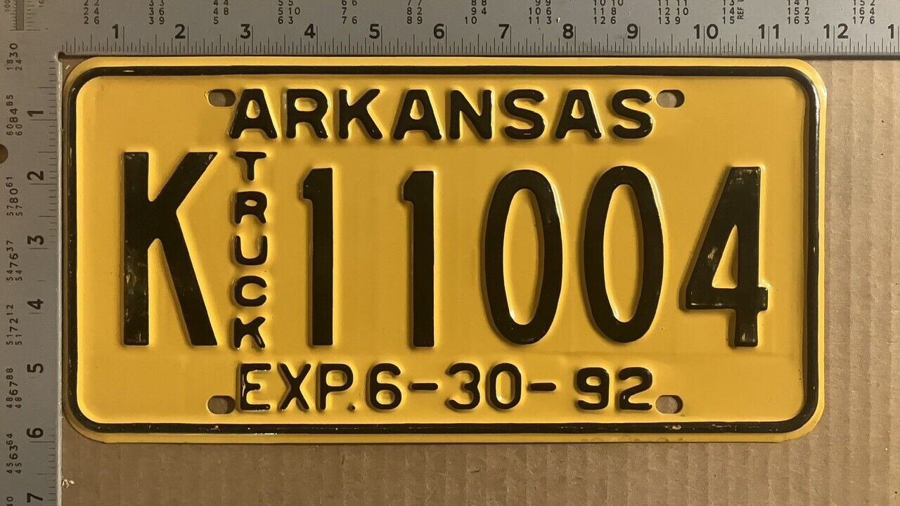 1992 Arkansas truck license plate K 11 004 stamped year 92 13919