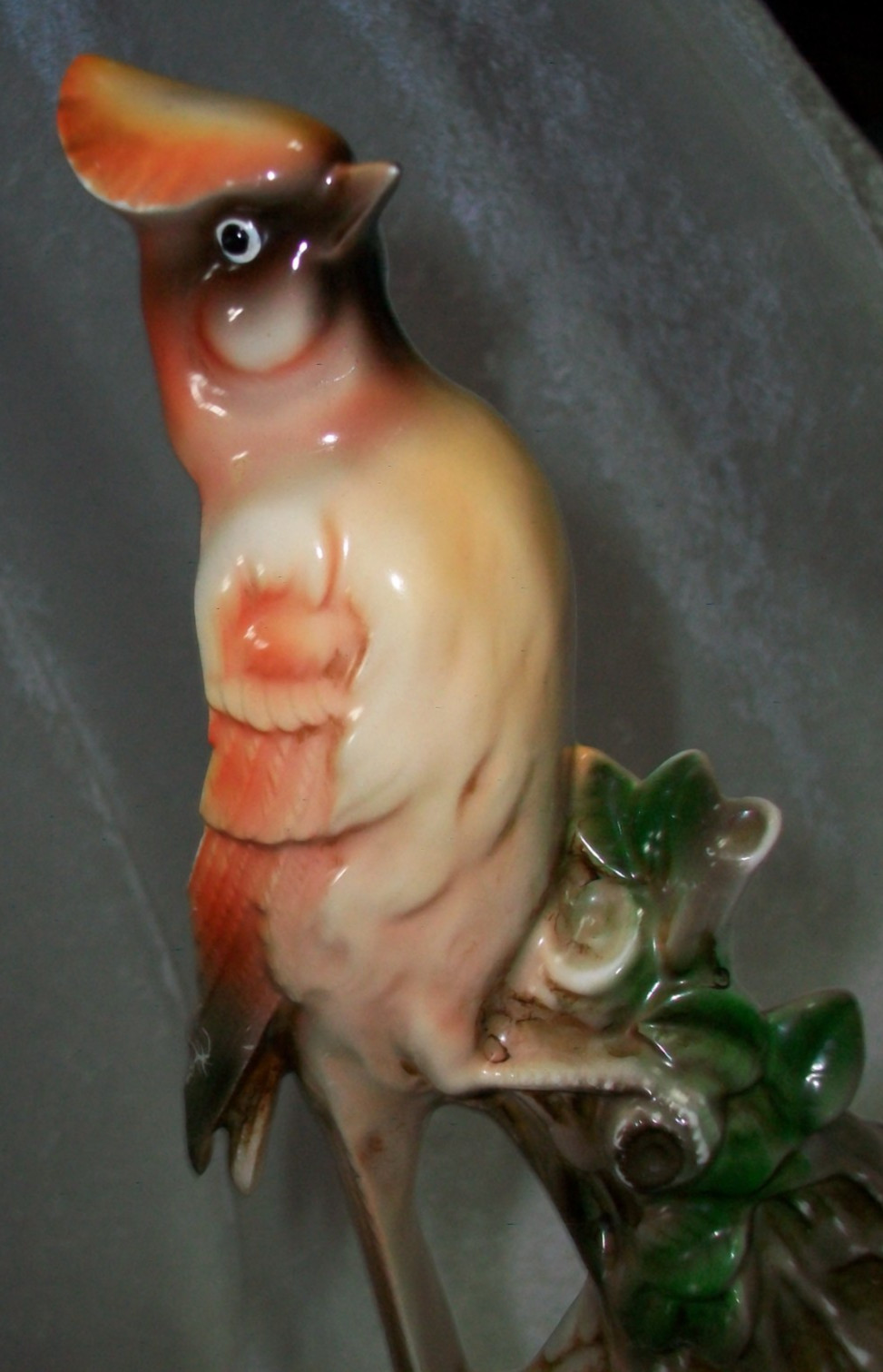 Vintage Hand Painted Porcelain Female Red Cardinal Bird Figural Planter Vase