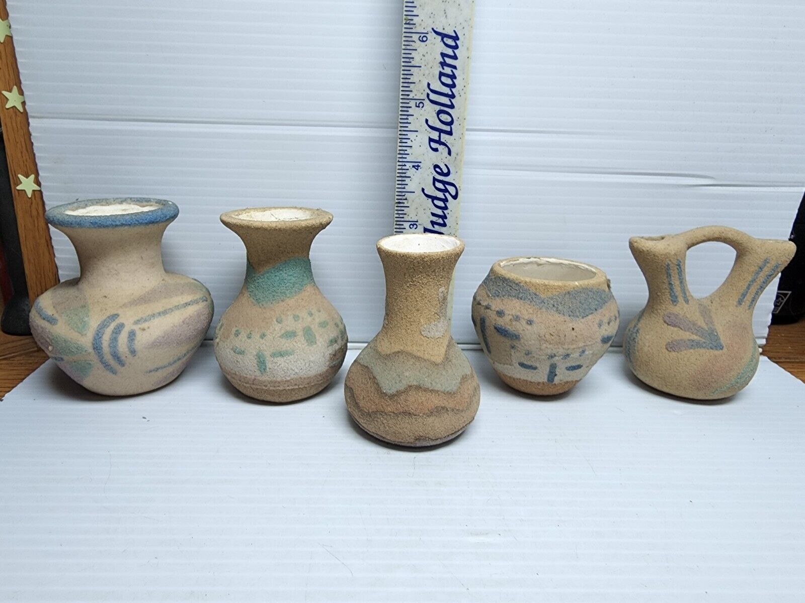 Vintage Southwestern Mini Sand Pottery Lot Vase Wedding Jug Ewer 