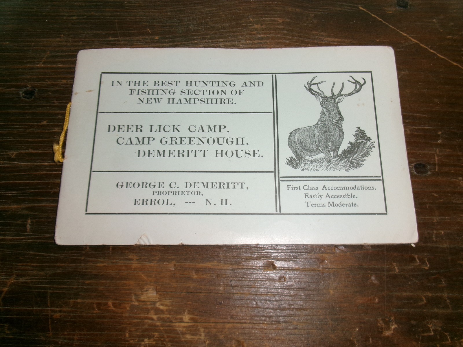 HUNTING  CAMP BOOKLET 1903 ERROL N.H. HUNTING GUIDES  ADIRONDACKS FISHING