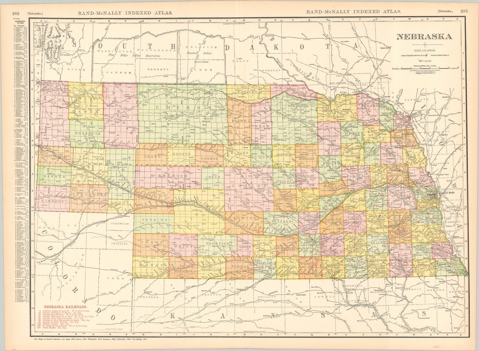 1911 Nebraska Railroad Pocket Train Map – Original Antique Rand McNally VNTG