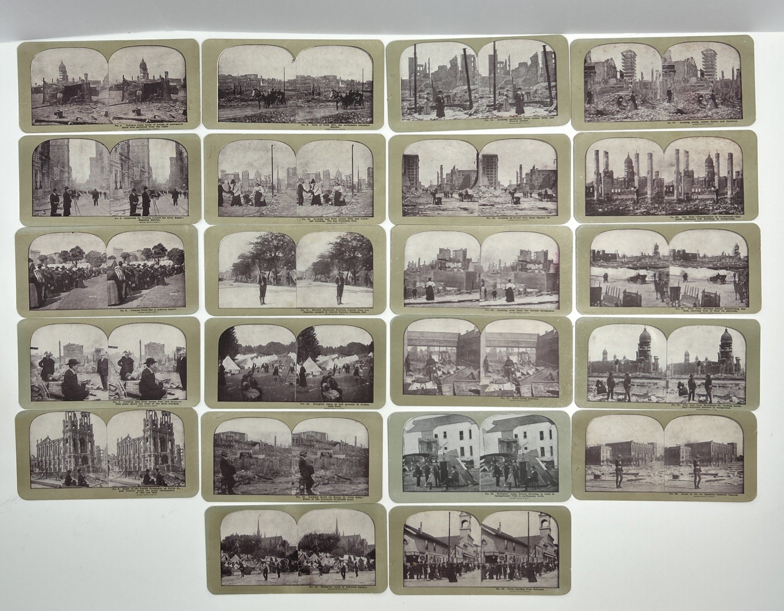 1906 San Francisco Earthquake Stereo View Photo Cards Set of 22
