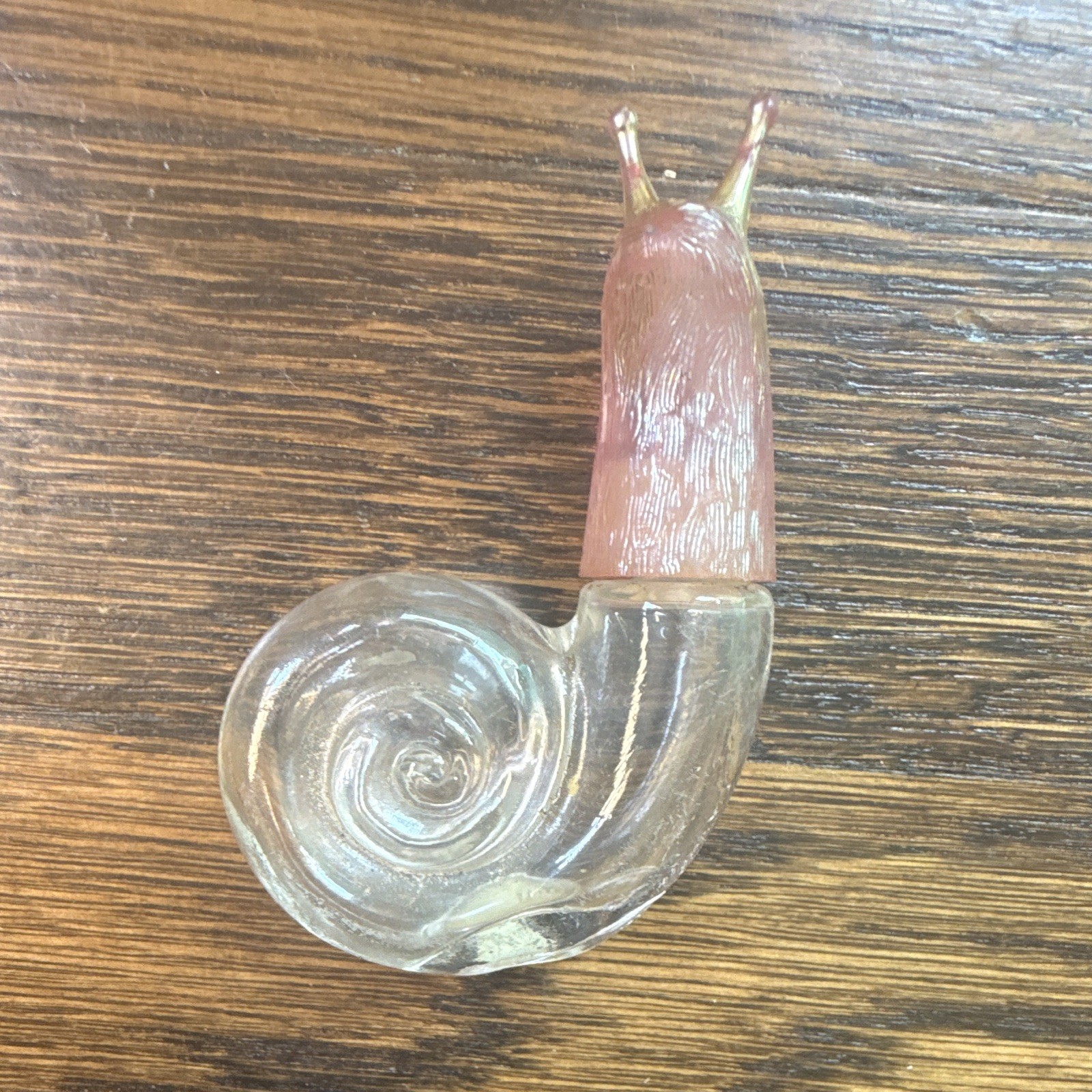 Vintage Avon Occur Snail Perfume Petite Bottle Pink Glass .25 Oz Empty 1960s
