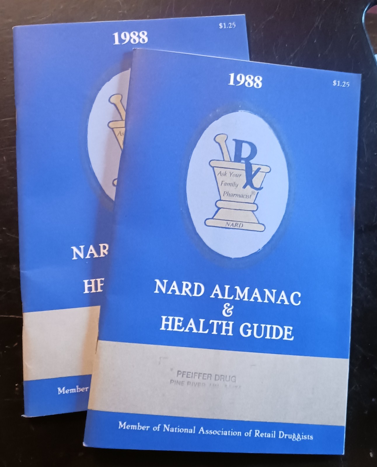 Vintage 1988 NARD Almanac Health Guide Pharmacy Booklet Pfeiffer's Pine River MN