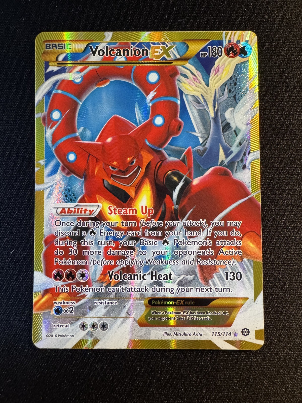 Pokémon TCG Volcanion EX 115/114 Steam Siege Secret Rare Full Art Holo 2016 NM