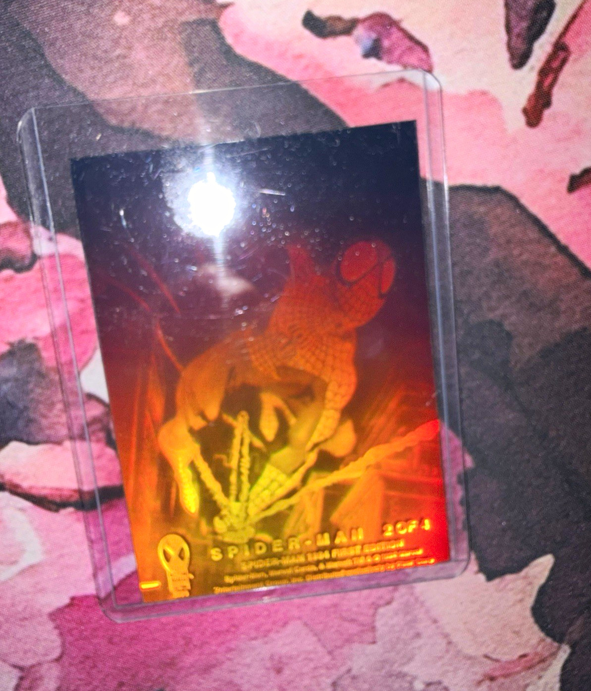 1994 first edition 2 of 4 Spider-Man holographic trading card.