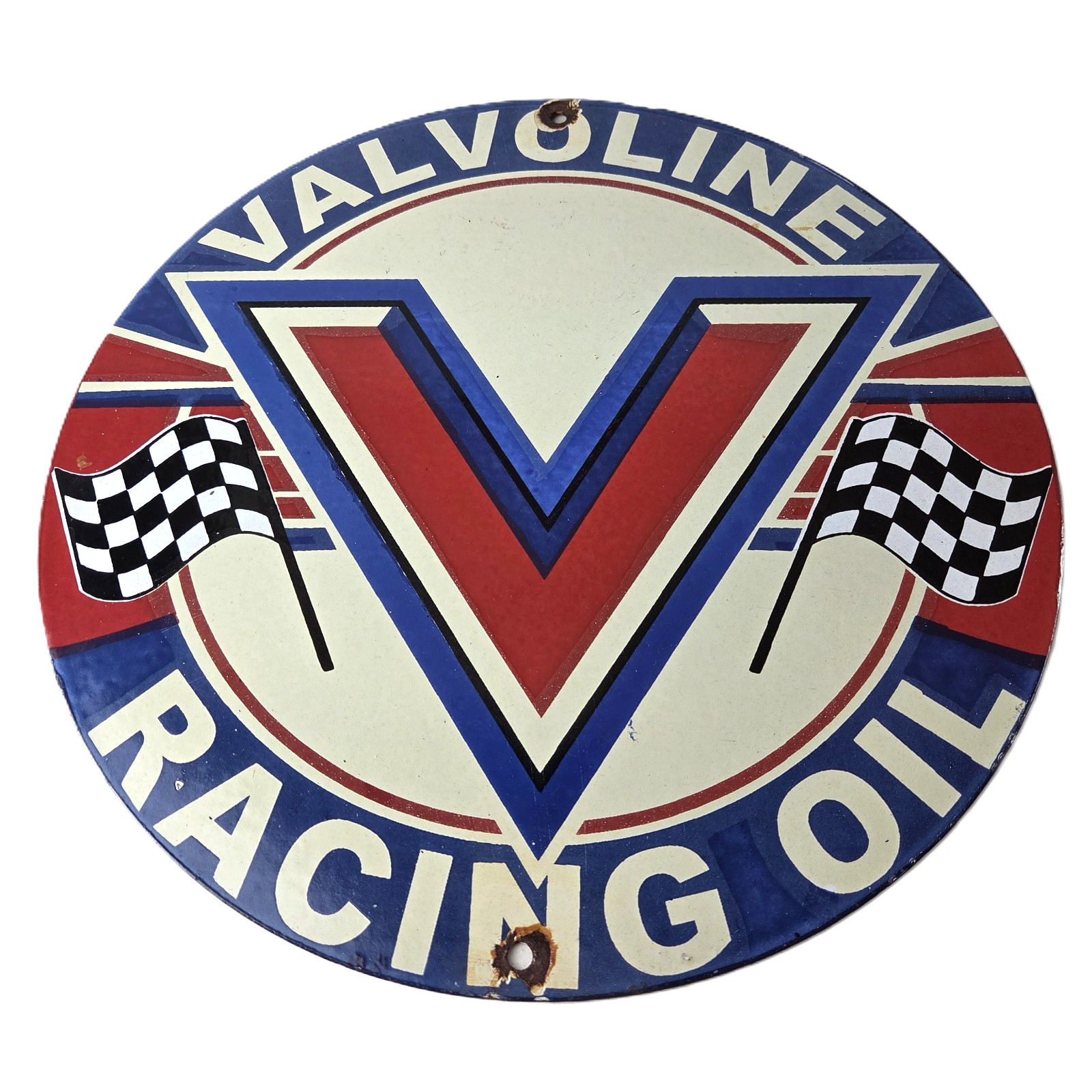 Vintage Valvoline Racing Oil Sign - Gas Pump Service Station Porcelain Sign