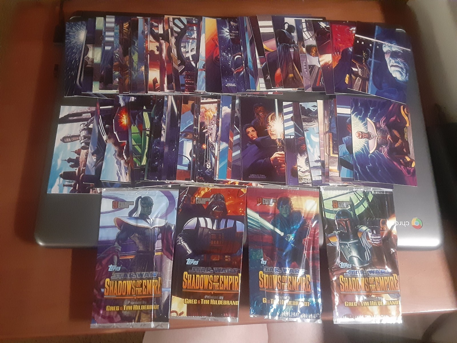 1996 Topps Star Wars SHADOWS OF THE EMPIRE Huge Lot of 85 Cards w/ 4 Wrappers