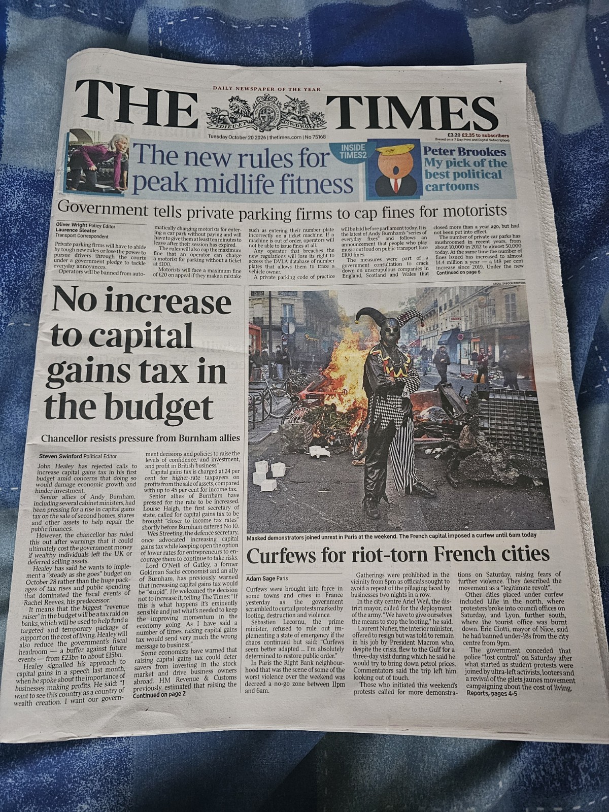 The Times Newspaper from Tuesday 20th October 2026.