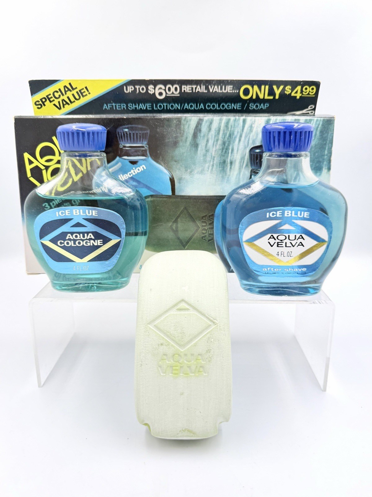 Vtg Aqua Velva 3-Piece Gift Set Aqua Cologne After Shave Lotion & Soap 4 fl oz Vtg Aqua Velva 3-Piece Gift Set Aqua Cologne After Shave Lotion & Soap 4 fl oz
