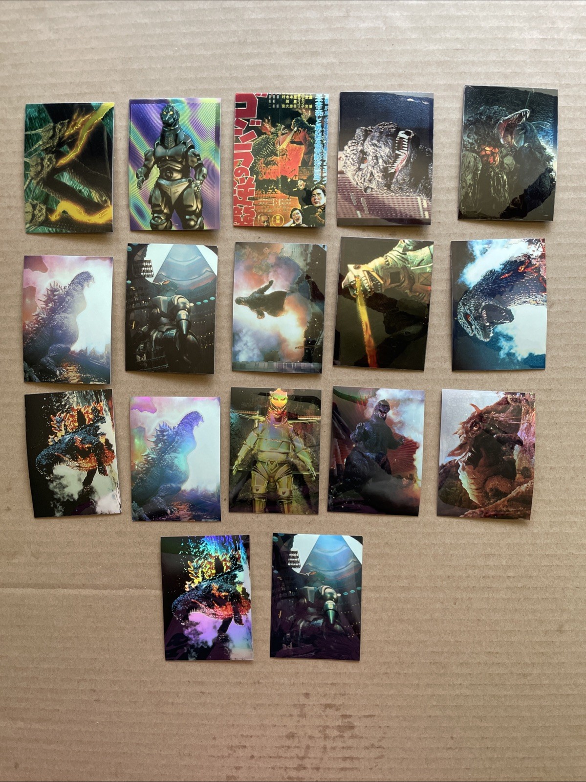 1996 JPP/AMADA GODZILLA CHROMIUM TRADING CARD 11 CARD  & 6 CARD STICKER LOT EX