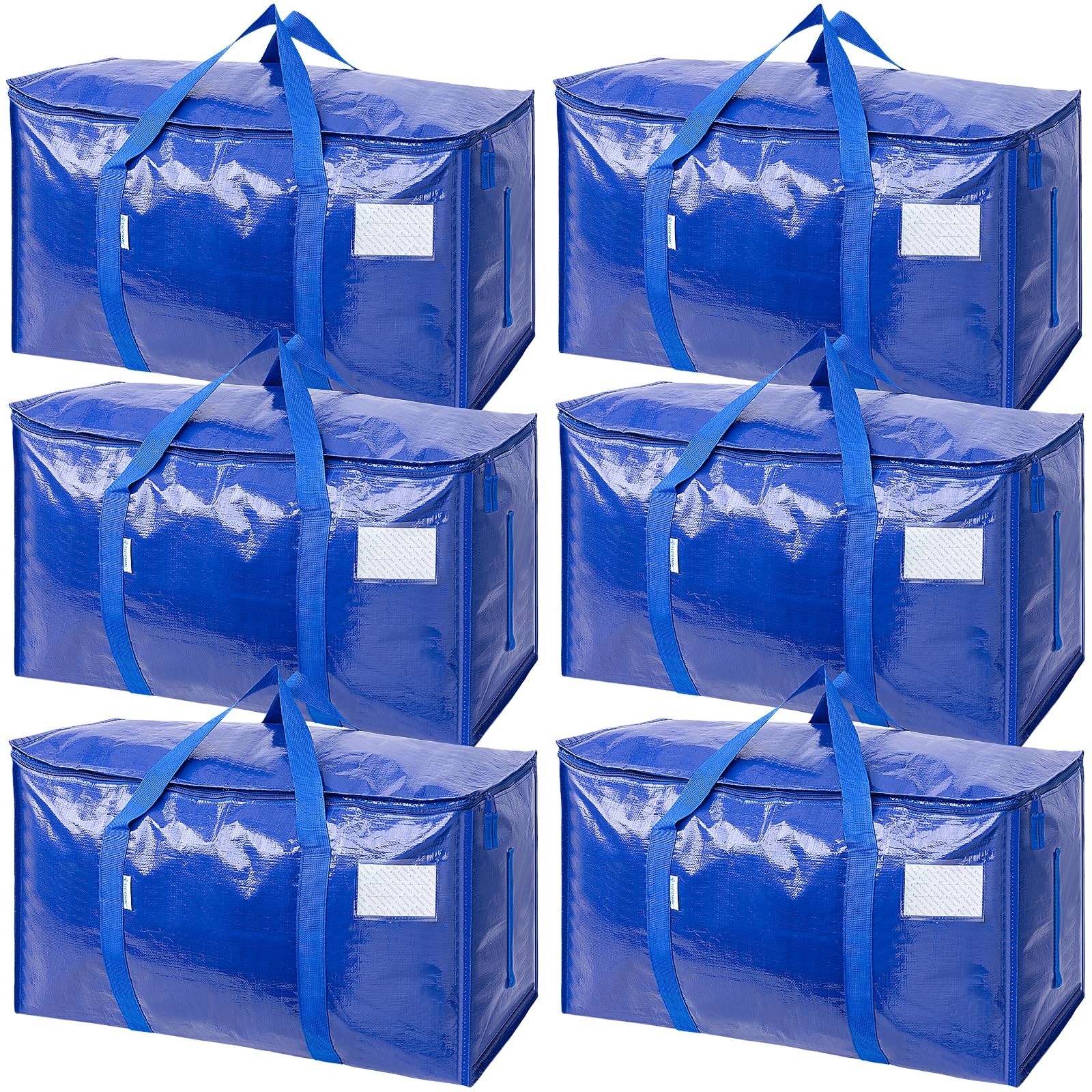 TICONN 6 Pack Extra Large Moving Bags Heavy Duty Blue Zipper Handles TICONN 6 Pack Extra Large Moving Bags Heavy Duty Blue Zipper Handles