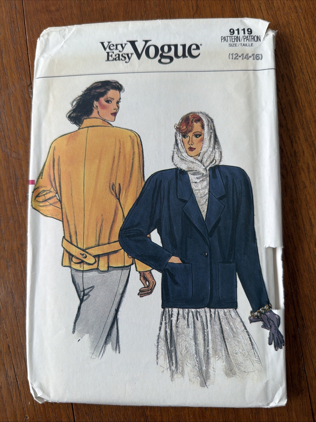 Vintage Vogue Jackets Sewing Pattern 9119 Sz 12-14-16 Uncut