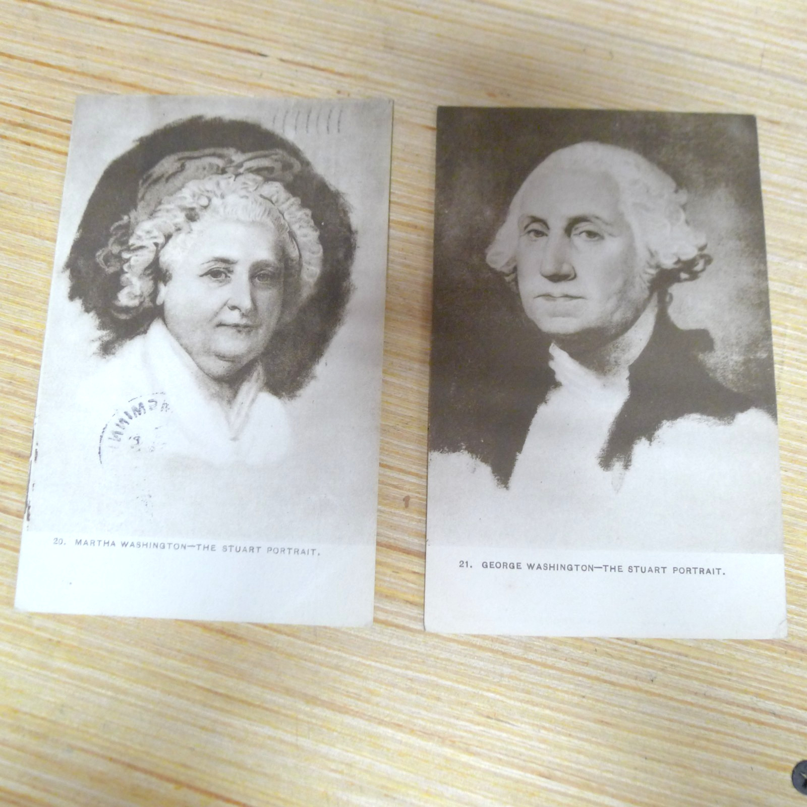 GEORGE and MARTHA WASHINGTON postcard 1907 Stuart Portrait #20 and #21
