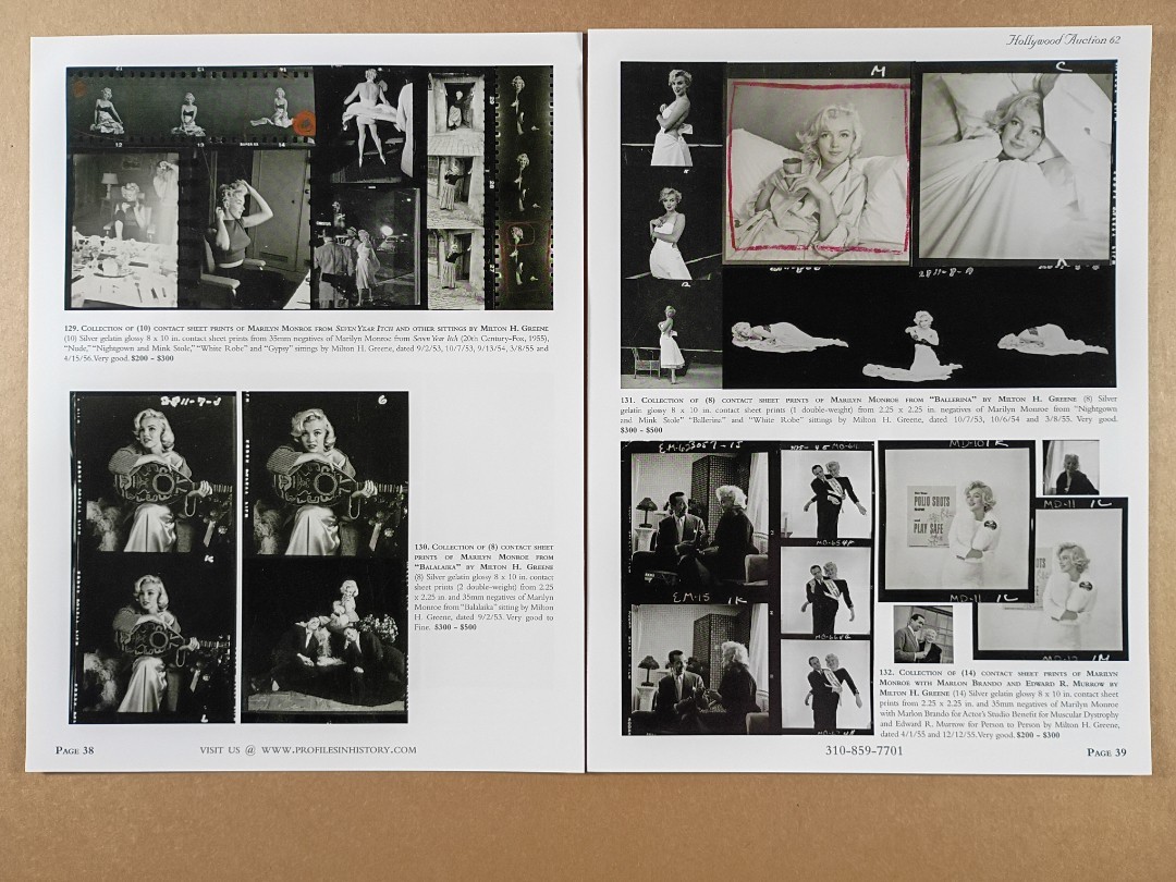 Marilyn Monroe by Milton H. Greene 2013 auction catalog pages