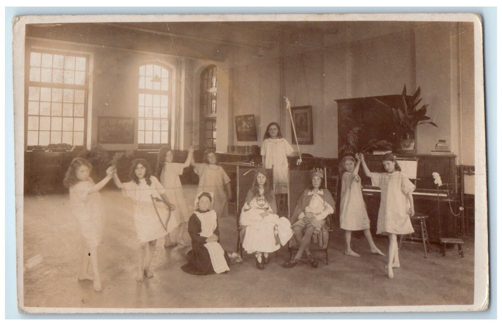 c1910's Children Dance Class England United Kingdom RPPC Photo Antique Postcard