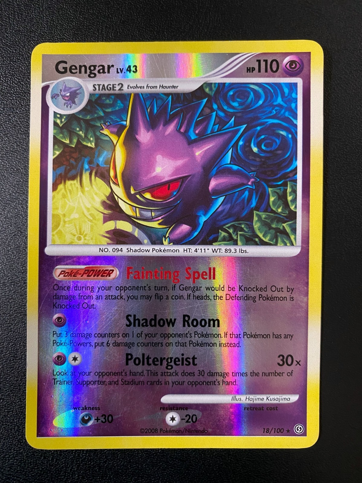 POKEMON GENGAR LV.43 REVERSE HOLO FOIL 18/100 D&P STORMFRONT ENGLISH MP