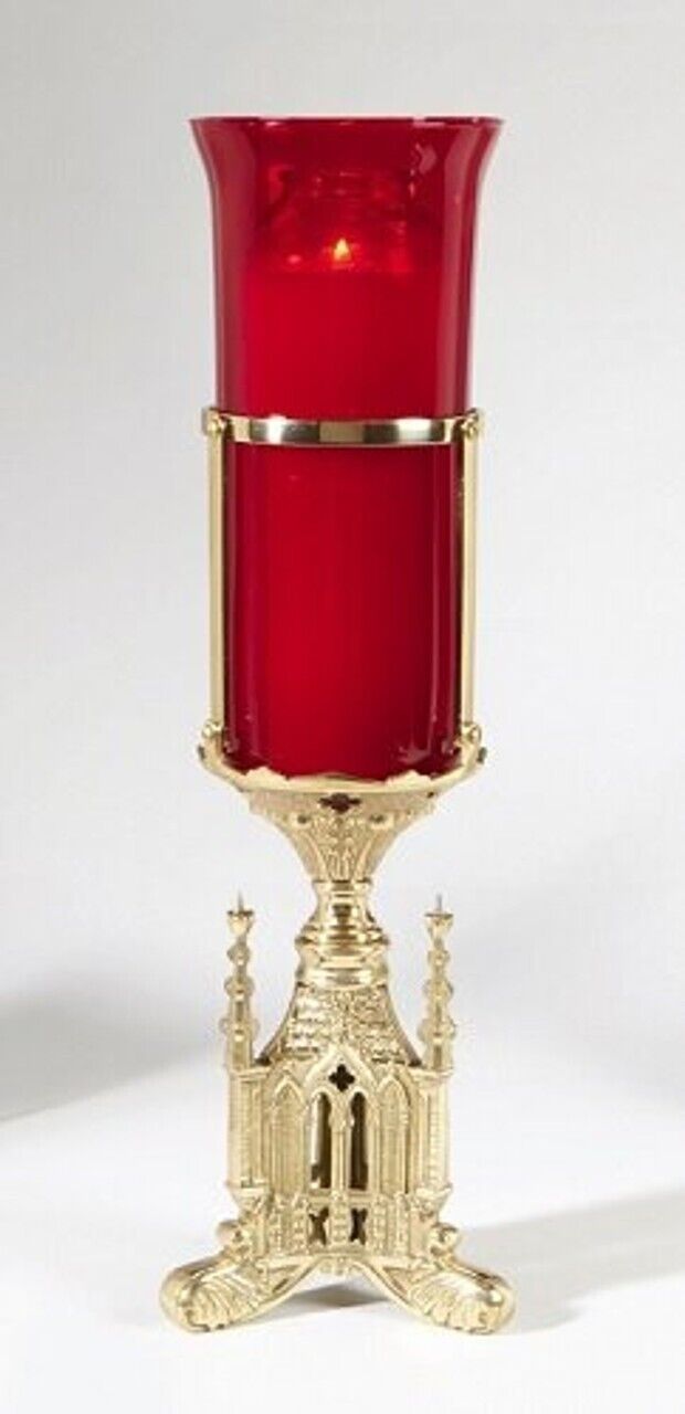 Polished Brass San Pietro Altar Sanctuary Light Holder For Church 13 1/2 In