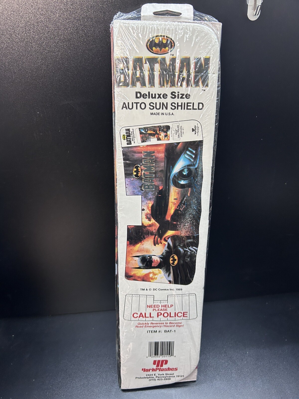 VTG 1989 Batman DC Comics Deluxe Auto Car Sun Shield  Made in USA New Sealed