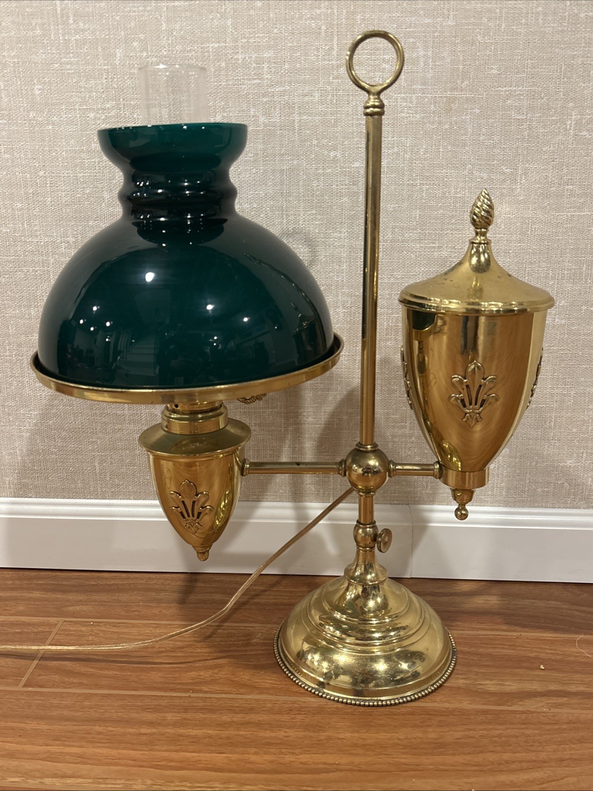 Antique Lacquered Brass French Style Student Desk Lamp - Electrified