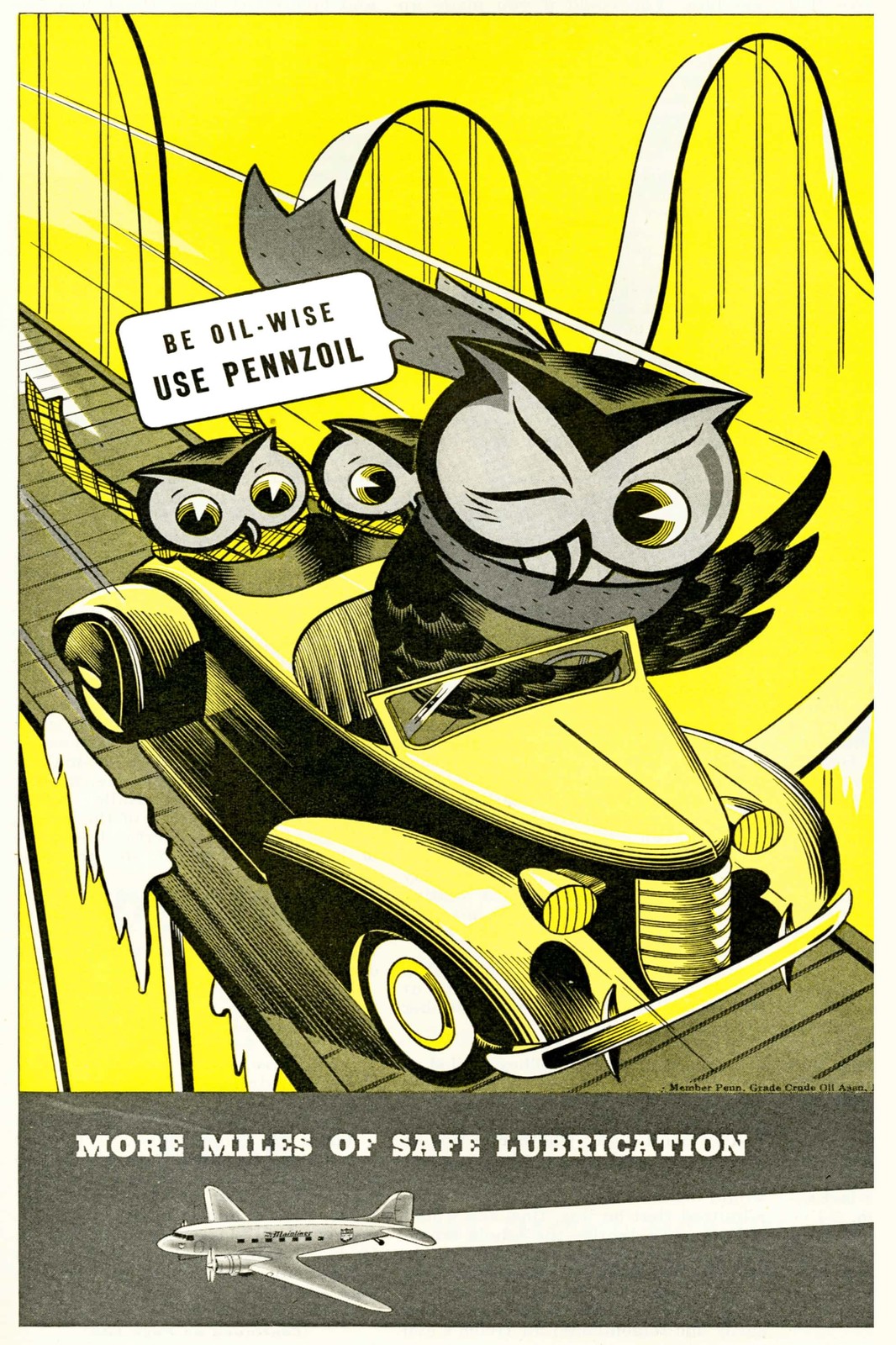 🦉 Pennzoil Vintage Advertising Poster - 24x36” - Mid-century Modern 💎 200GSM